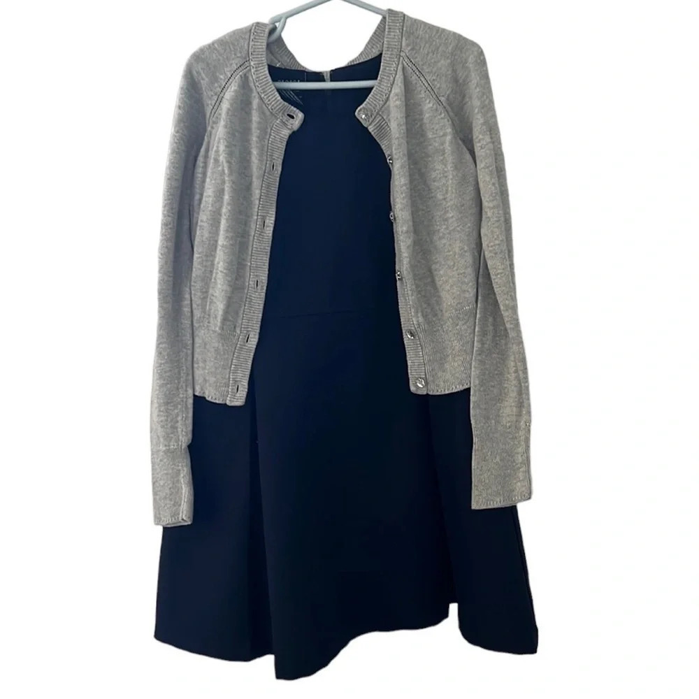 Girls school uniform dress with separate cardigan. George Size 6